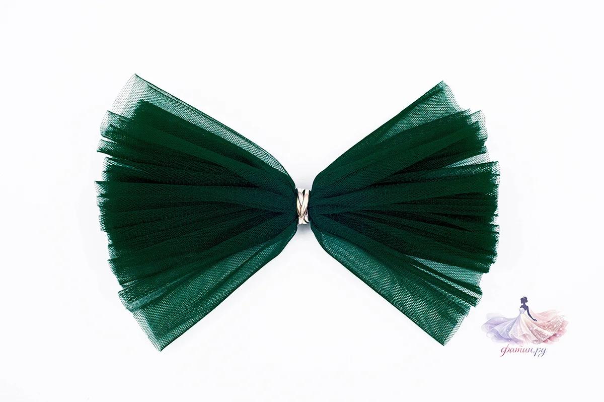 Образец фатина «Кристалл» (Kristal), Бутылочный зеленый (Bottle Green) — мерцающая нить, не осыпается