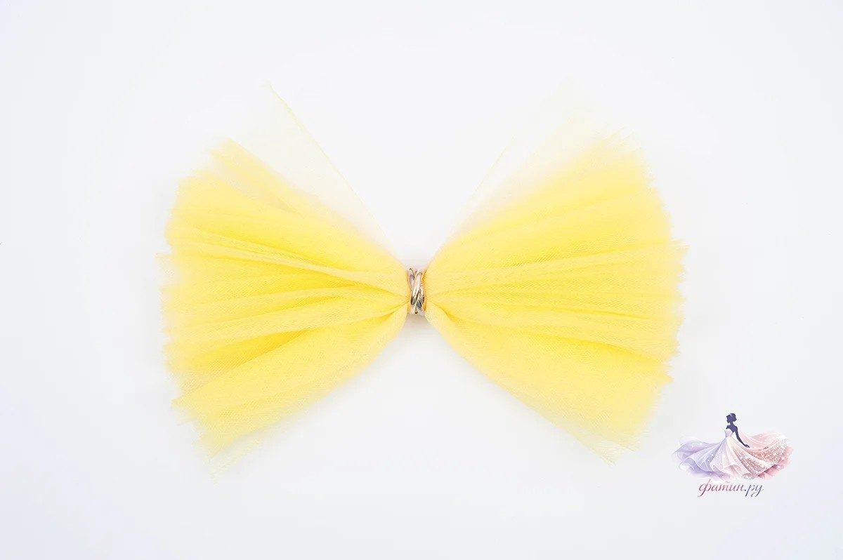Образец фатина «Кристалл» (Kristal), Канареечно-желтый (Canary yellow) — мерцающая нить, не осыпается