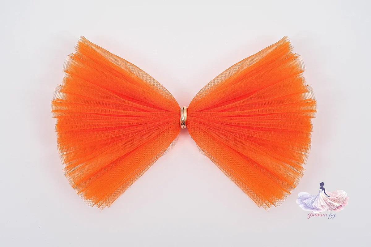 Образец фатина «Кристалл» (Kristal), Оранжевый неон (Orange neon) — мерцающая нить, не осыпается