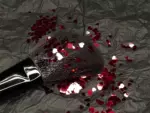 Глиттер сухие блестки фигурные красное сердце со вспышкой